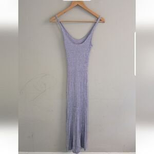 Naadam Marled Lavender Rib Midi Silk Tank Slip Dress Size S